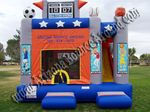 5 & 1 Sports Arena with 14´ Slide, Obstacles and Basketball Hoop Inside