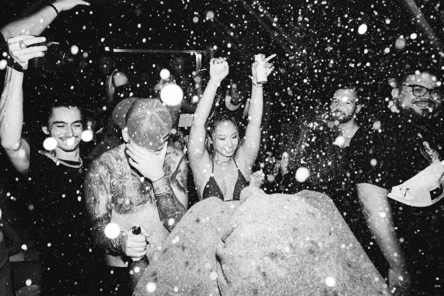 Guests having fun at a vibrant foam party