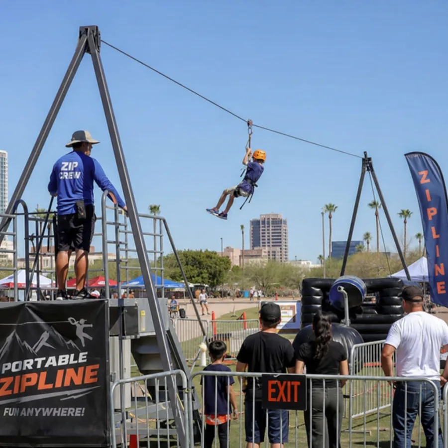portable zip line set up at an outdoor Phoenix event