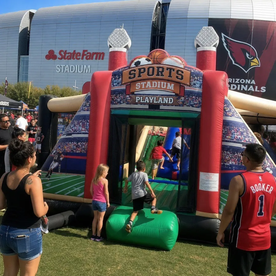 sports stadium inflatable playland at an outdoor Phoenix party