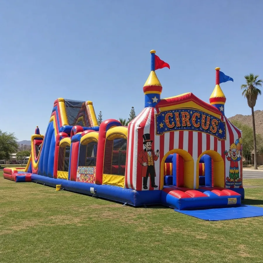 circus themed inflatable obstacle course set up for an Arizona event