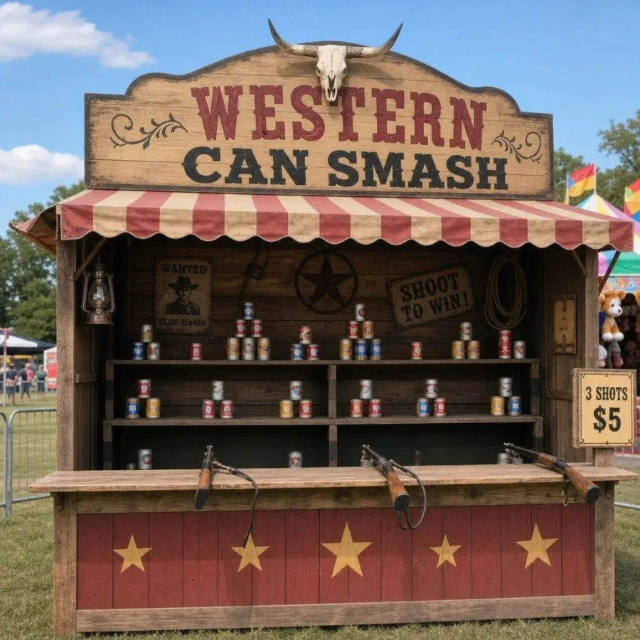 western can smash carnival shooting game setup