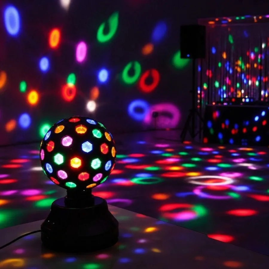 rotoball DJ party light creating colorful dance floor effects