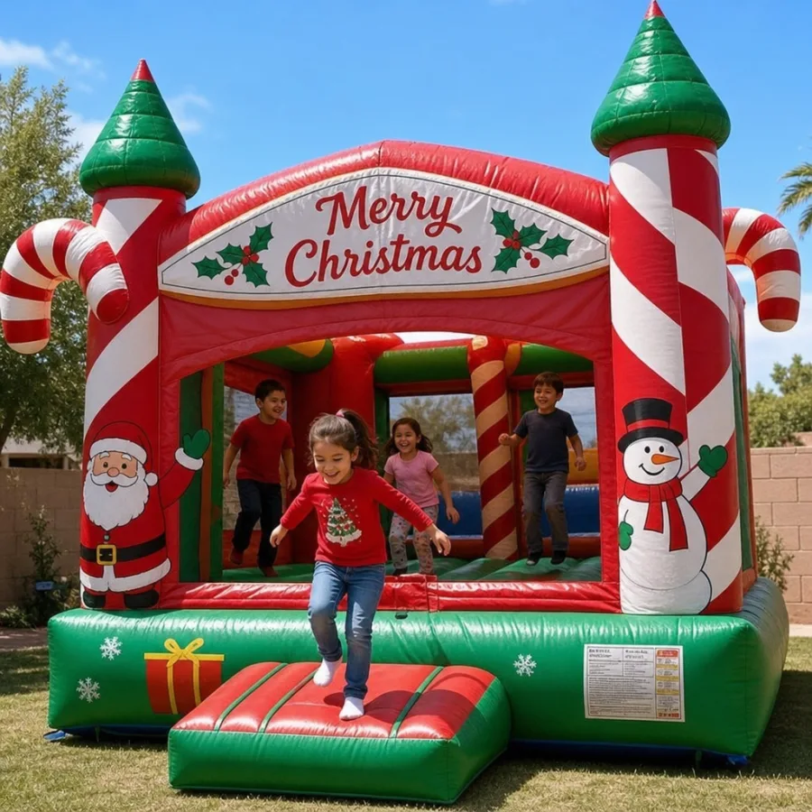 Children enjoying a Christmas bounce house rental in Phoenix