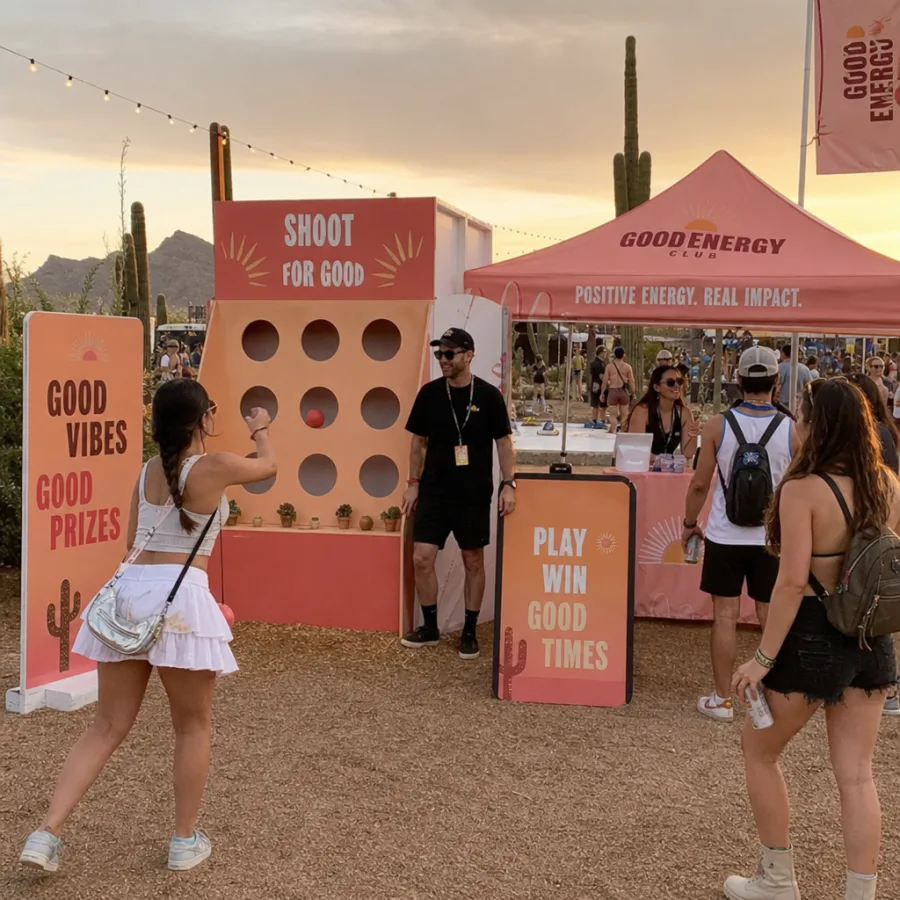 Brand activation at desert festival with carnival games in Phoenix