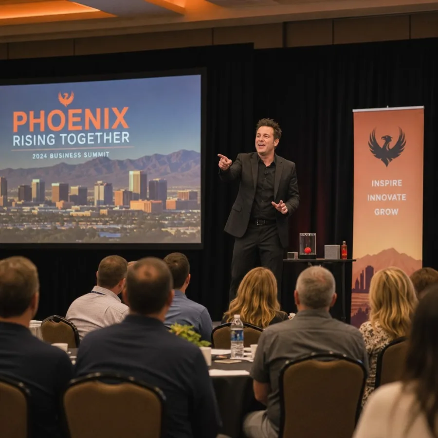 Corporate entertainer performing for a Phoenix business event audience