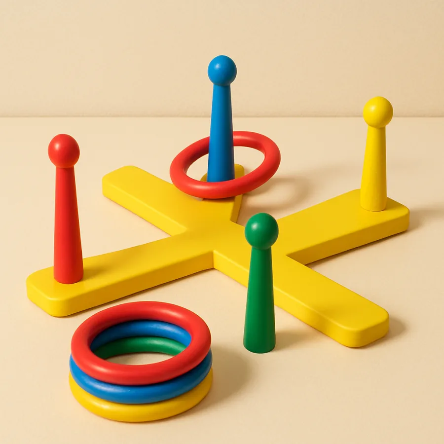 Colorful Ring Toss Game Setup
