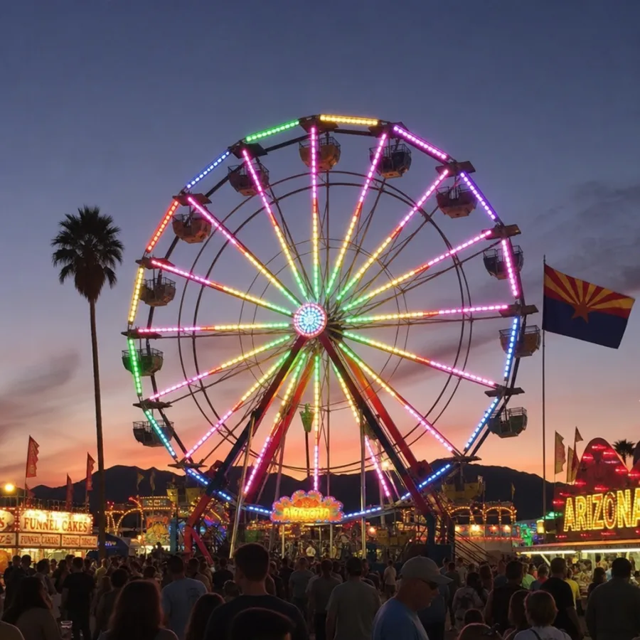 Ferris wheel lighting up an evening Arizona event