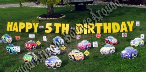 Happy Birthday Cars yard signs and party decorations in phoenix and scottsdale