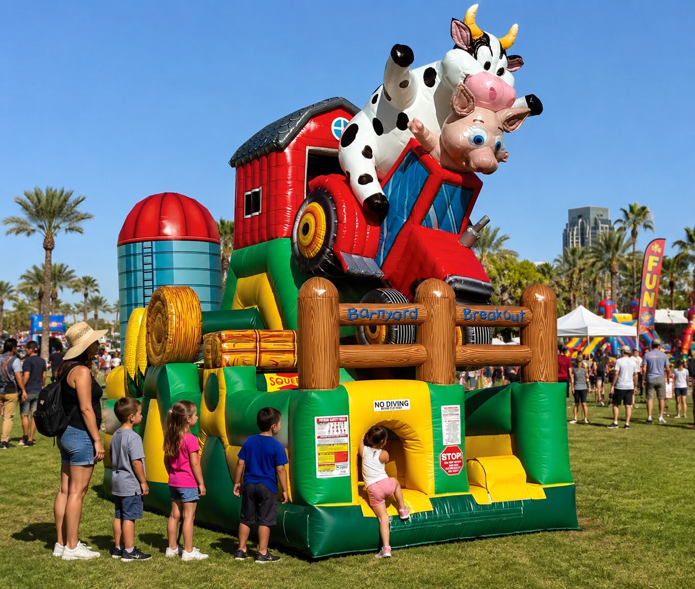 giant inflatable bounce house set up for a kids birthday party in Paradise Valley