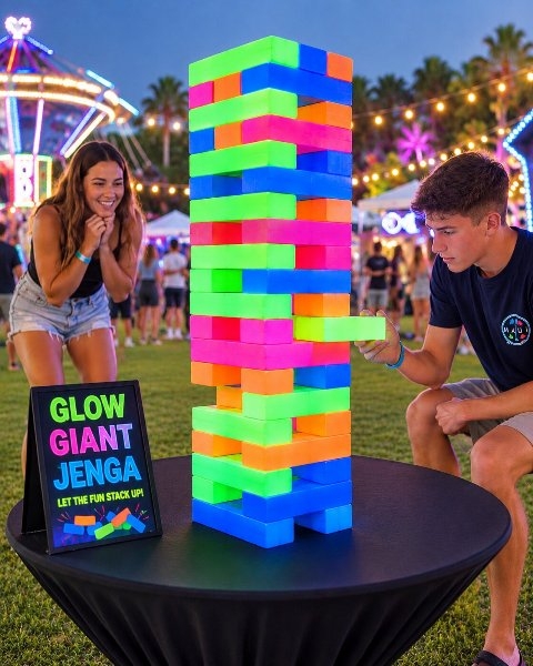 Glow in the Dark Giant Jenga Game Rental Phoenix